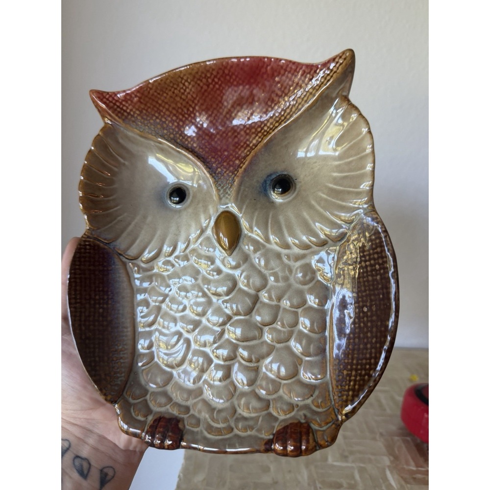 Ceramic Owl Plate Ring Trinket Dish Tray